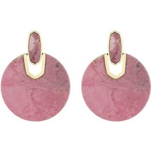 Kendra Scott Gold Tone Didi Pink Rhodonite Stone Drop Earrings NWT